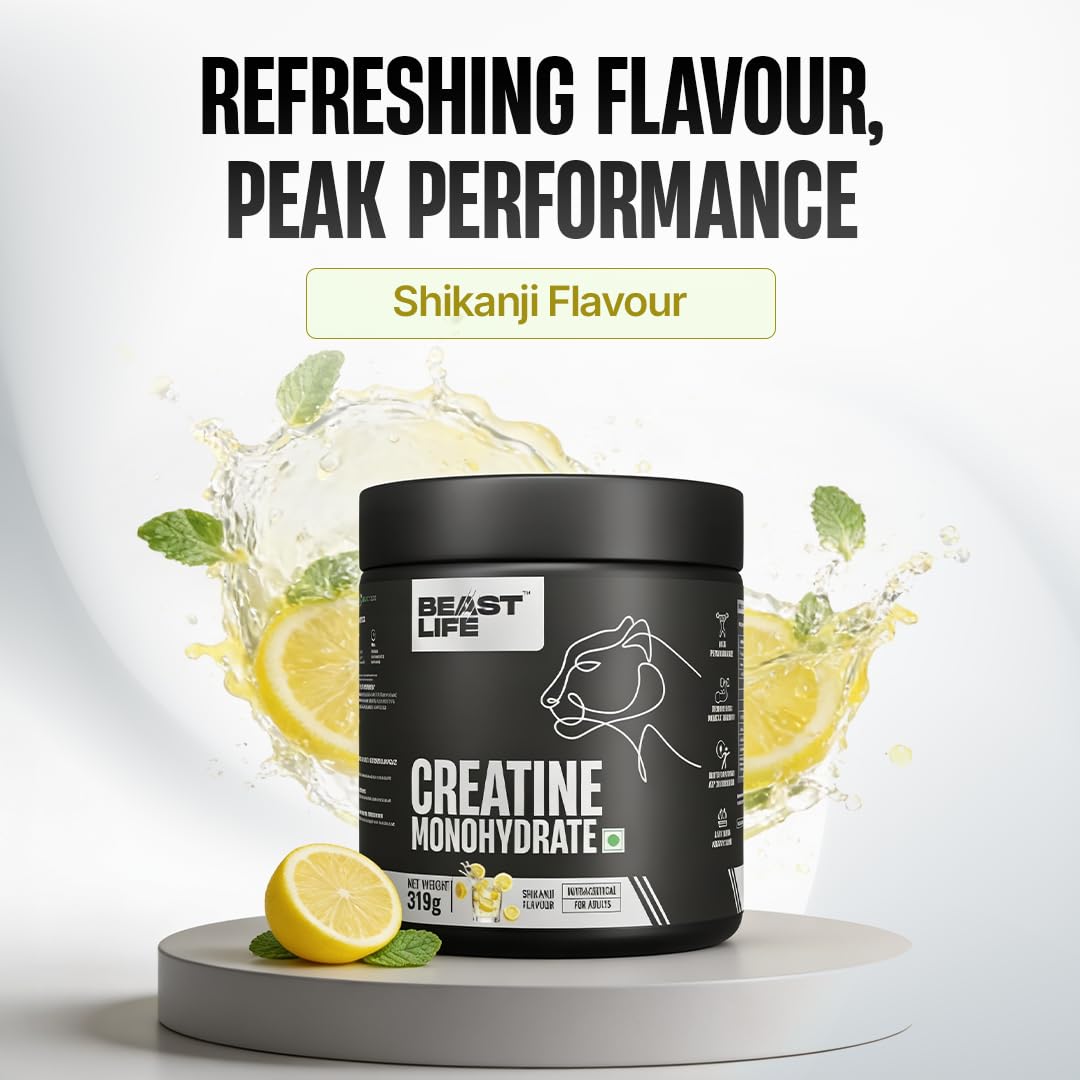 BeastLife Micronised Creatine Monohydrate Powder Shikanji 319g